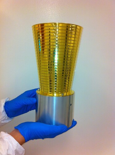 Figure 2. Electoformed Thermal Shield. Laser Gold with Silver Interior