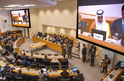 Incoming COP16 President and Saudi Arabia Minister of Environment, Water, and Agriculture, Eng. Abdulrahman Abdulmohsen AlFadley, addresses the Road to Riyadh event on the sidelines of the UN General Assembly in New York, Thursday, Sept 26, 2024.