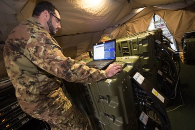 The two transportable data centers that Italtel deployed at the NATO Rapid Deployable Corps Italy (NRDC - ITA) in Solbiate Olona (Italy) have been recently used for the first time during the "Summer Tempest - Eagle Meteor 2016" training exercise which brought together several armies from member countries of the Atlantic Alliance. (PRNewsFoto/Italtel)