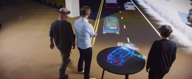 At Magna's CES booth (#5936, North Hall LVCC), attendees will use Microsoft’s HoloLens mixed-reality technology to personally experience the car of the future. The self-contained, holographic computer allows attendees to experience unique future vehicle technology. (CNW Group/Magna International Inc.)