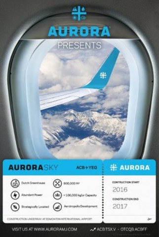 Aurora Sky, World's Most Advanced Cannabis Production Facility to be Located at the Edmonton International Airport