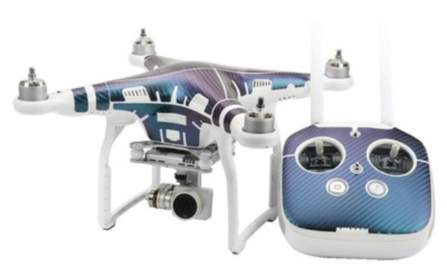 The Phantom 3 Standard Bundle comes with a Phantom 3 Skin Decal Sticker. Use the Auto-Hover option to let your Phantom 3 Standard hover perfectly in place; holding both position and altitude until you fly it again. (CNW Group/Staples Canada Inc.)