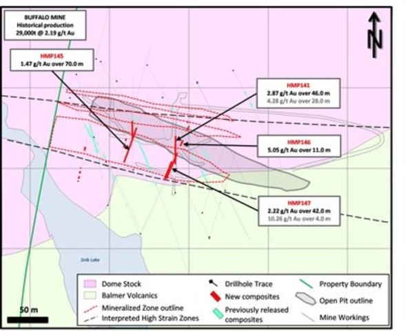 Figure 3: Plan view of primary drill target areas at Hasaga Buffalo Zone (CNW Group/Premier Gold Mines Limited)