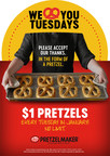 Enjoy $1 Pretzels Every Tuesday in January as Part of Customer Appreciation Month at Pretzelmaker®