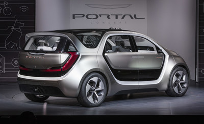 Las Vegas - January 3, 2017 - Fiat Chrysler Automobiles unveiled the Chrysler Portal Concept at CES 2017 today.  Designed to grow with millennials through their life stages, the Chrysler Portal Concept is electric powered, seats six and has a number of high-tech sensors that allows it to be classified as a semi-autonomous vehicle. For more information visit media.fcanorthamerica.com. (PRNewsFoto/FCA US LLC)