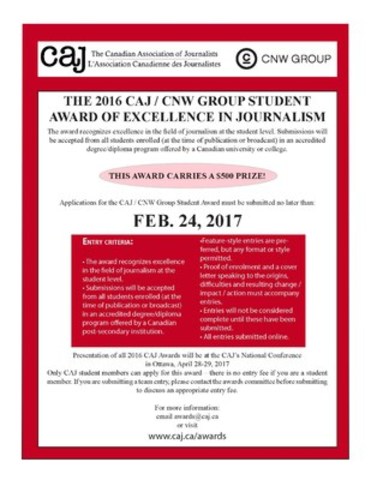 Only one week left to enter the 2016 CAJ Awards!
