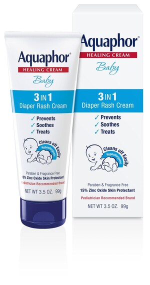 Pediatrician Recommended Aquaphor Baby® Announces Aquaphor Baby 3 in 1 Diaper Rash Cream That Makes Parents' Lives Easier