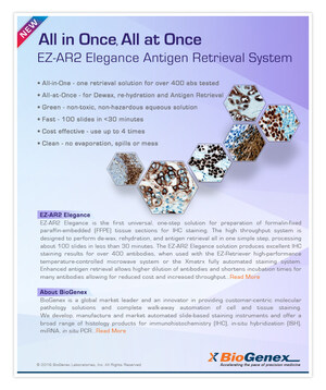 BioGenex Introduces All-in-One All-at-Once Antigen Retrieval Elegance System