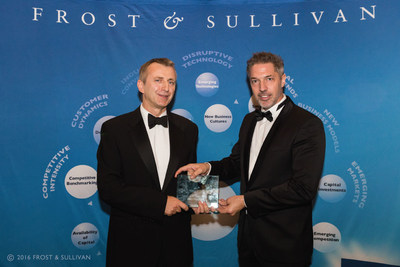 Russell Tew, Borealis Healthcare New Business Development Manager accepts Frost & Sullivan Award at Ceremony, November 2016. (PRNewsFoto/Frost & Sullivan)
