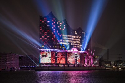 The spectacular light display on the facade of the Elbphilharmonie, Hamburg's new landmark
Copyright: Hamburg Musik gGmbH/Rihm (PRNewsFoto/Elbphilharmonie Hamburg)