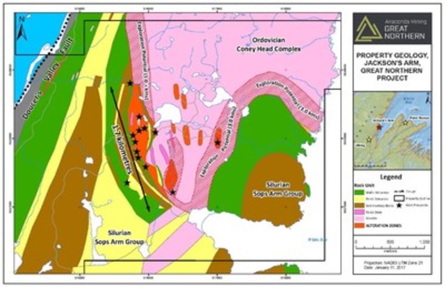 Anaconda Mining demonstrates exploration potential of the Great Northern Project; assays up to 24.5 g/t Au from grab samples at Jackson's Arm
