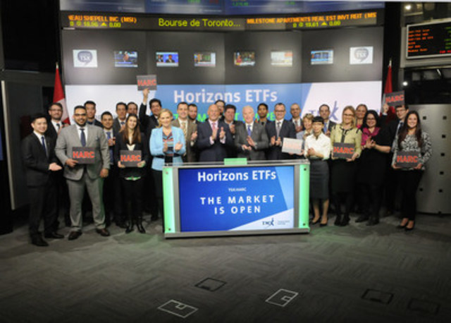 Steve Hawkins, President and Co-CEO, Horizons ETFs, joined Dani Lipkin, Head, Business Development, Exchange Traded Funds, Closed-End Funds, and Structured Notes, TMX Group to open the market to launch Horizons Absolute Return Global Currency ETF (HARC). Horizons ETFs is a financial services company and a subsidiary of the Mirae Asset Financial Group. Horizons ETFs currently has 76 ETFs listed on Toronto Stock Exchange with a market value of approximately $7 billion. HARC commenced trading on Toronto Stock Exchange on January 17, 2017. (CNW Group/TMX Group Limited)