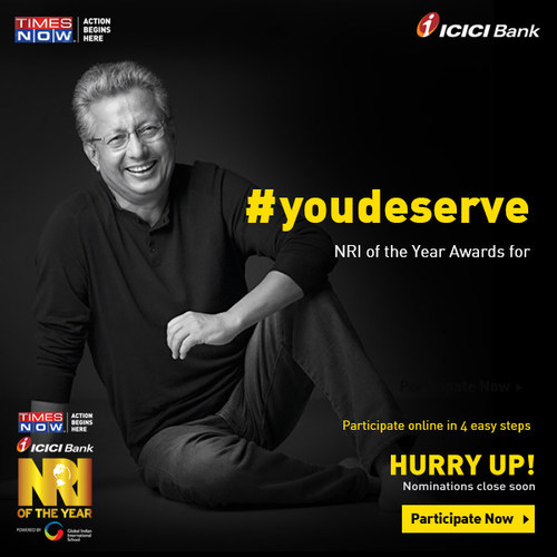 YouDeserve, NRI of the Year, Times Now, ICICI bank (PRNewsFoto/NRI of the Year)