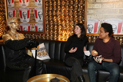 Guests enjoy the first taste of KFC's brand new Georgia Gold chicken at a gold-themed event at GoldBar on Wednesday, January 25, 2017 in New York. (Photo by Amy Sussman/Invision for KFC/AP Images) (PRNewsFoto/KFC)