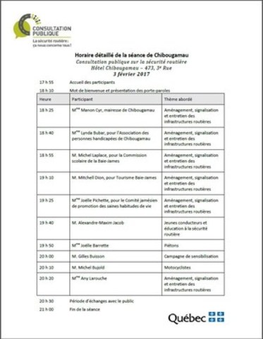 Invitation aux médias - La consultation publique sur la sécurité routière est à Chibougamau aujourd'hui