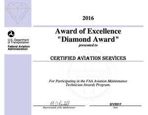 CAS Receives FAA AMT Diamond Award of Excellence