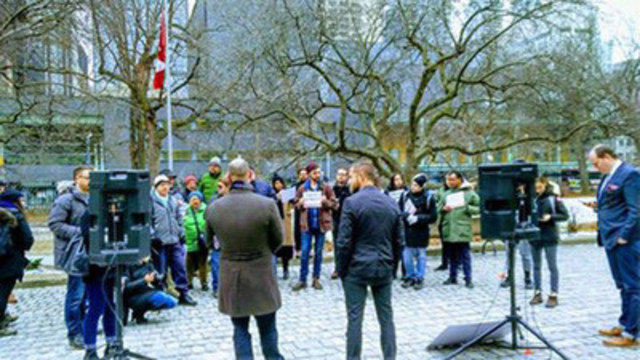 February 6 rally at Toronto courthouse in support of VICE journalist Ben Makuch
