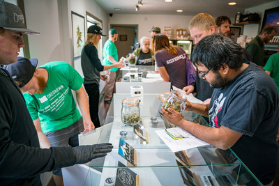 Customers at the flagship Oregrown dispensary in Bend, Oregon.