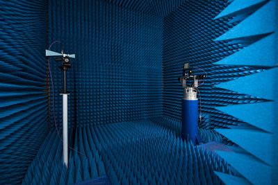 hiSky's in-house antenna range test facility used during antenna calibration and far field antenna radiation patterns at different scan angles. Automatic calibration and radiation pattern measurement scripts are used to significantly reduce test cycle duration. (PRNewsFoto/hiSky)