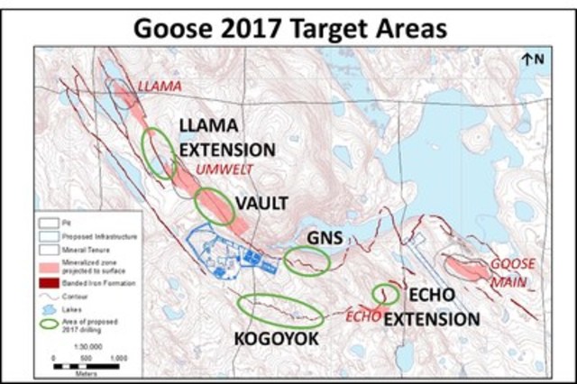 Figure 1. 2017 Exploration target area plan map. (CNW Group/Sabina Gold & Silver Corp)
