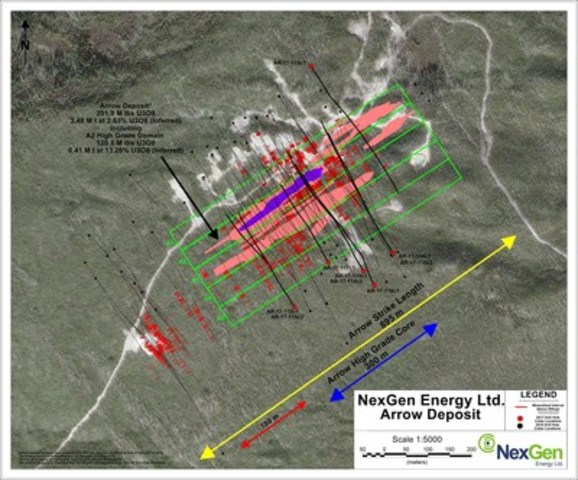 Figure 3: Arrow Deposit Drill Hole Locations (CNW Group/NexGen Energy Ltd.)