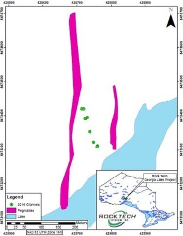 Channel Sample Locations (CNW Group/Rock Tech Lithium Inc.)