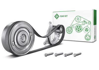 For the first time, Schaeffler is offering a repair solution with a pulley decoupler as part of its INA FEAD KIT. (PRNewsFoto/Schaeffler)