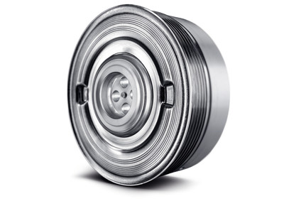 The INA pulley decoupler ensures vibration damping in the auxiliary drive. (PRNewsFoto/Schaeffler)