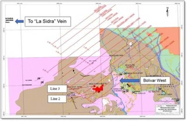 Figure 3. - Plan View of Bolivar West Titan 24 IP Survey Lines (CNW Group/Sierra Metals Inc.)