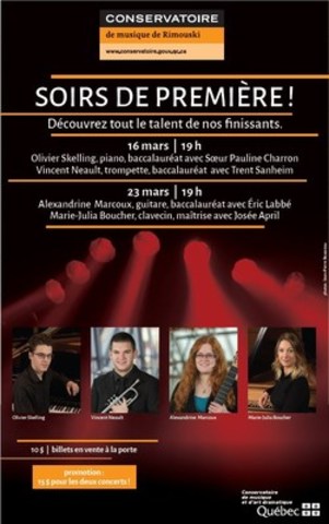 2 Soirs de première au Conservatoire - Découvrez tout le talent de nos finissants!