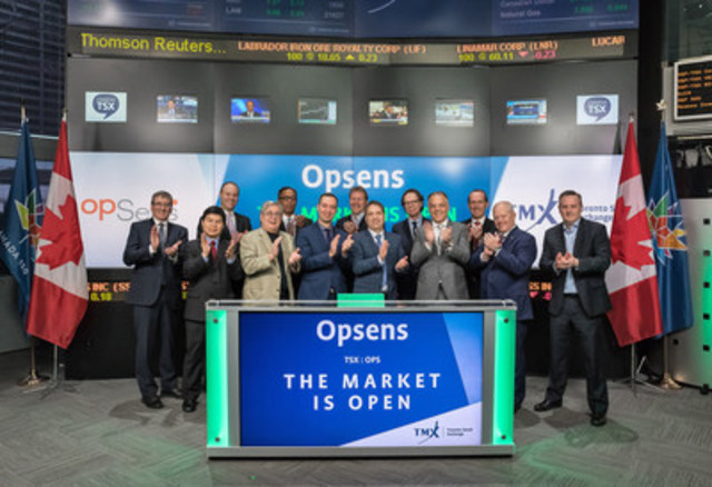 Louis Laflamme, President & Chief Executive Officer, Opsens Inc. (OPS), joined Ungad Chadda, President, Capital Formation, Equity Capital Markets, TMX Group to open the market. Opsens focuses mainly on the measure of Fractional Flow Reserve (FFR) in interventional cardiology. Opsens offers an optical-based pressure guidewire (OptoWire) that aims at improving the clinical outcome of patients with coronary artery disease. Opsens is also involved in industrial activities. Opsens Inc. graduated from TSX Venture Exchange and commenced trading on Toronto Stock Exchange on March 1, 2017. (CNW Group/TMX Group Limited)