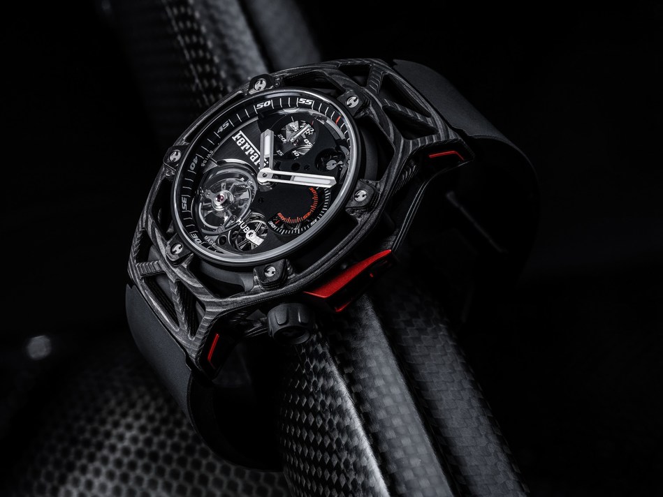 Techframe Ferrari Tourbillon Chronograph PEEK Carbon (PRNewsFoto/Hublot)