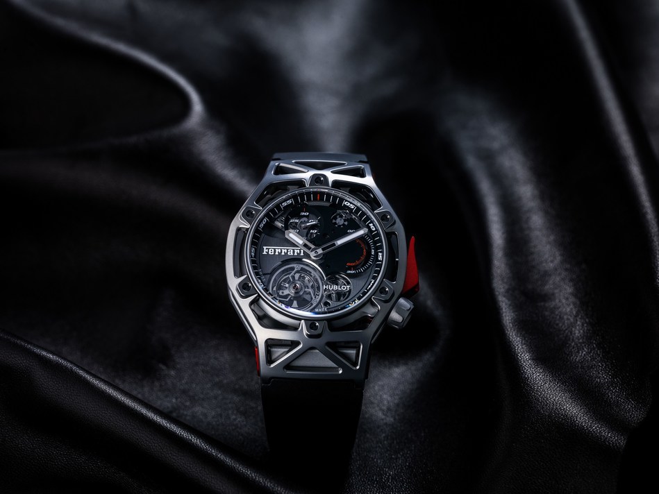 Techframe Ferrari Tourbillon Chronograph Titanium (PRNewsFoto/Hublot)