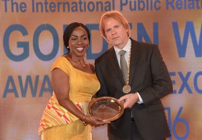 Agency Stratcomm Africa and Access Bank, Ghana celebrate the IPRA UN Award for their empowering women campaign "Colour Me W". https://www.ipra.org/shop/product/colour-me-w-pdf/ (PRNewsFoto/www.ipra.org)