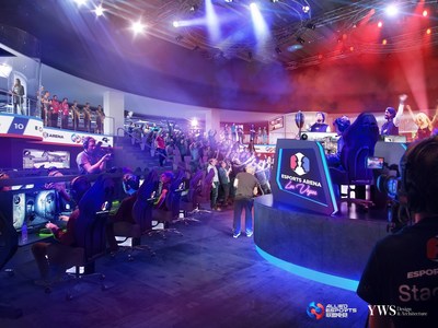 Renderings of the new Esports Arena Las Vegas at Luxor Hotel and Casino, the first dedicated esports arena on The Strip, set to open in early 2018.
