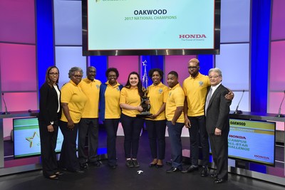 Honda representatives congratulate Oakwood University for winning the 2017 Honda Campus All-Star Challenge National Championship Tournament