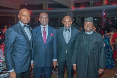 2017 CEO Awards 6: GMD/CEO, UBA Plc, Mr. Kennedy Uzoka; Deputy Senate President, Sen. Ike Ekweremadu; Group Chairman, UBA Plc, Mr. Tony Elumelu; Governor of Adamawa State, His Excellency Bindow Jibrilla, at UBA CEO Awards which was held in Lagos at the weekend (PRNewsfoto/United Bank for Africa (UBA))