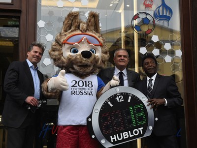 Philippe Le Floc'h, CCO of FIFA, Ricardo Guadalupe, CEO of Hublot and Pele at the Hublot Metropol Boutique opening in Moscow (PRNewsfoto/Hublot)