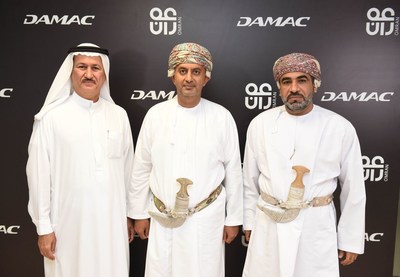 (L to R) Hussain Sajwani, Chairman of DAMAC; HE Dr. Ali bin Masoud Al Sunaidy, Chairman of OMRAN; HE Dr. Ahmed Al Futaisi, Minister of Transport and Communications (PRNewsfoto/DAMAC Properties)