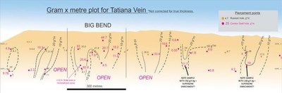 Long Section of Tatiana Indicating a High Grade Ore Shoot (PRNewsfoto/Condor Gold plc)