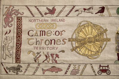 Tourism Ireland unveils giant, 77-metre long, Bayeux-style tapestry to celebrate Game of Thrones® season 7. (PRNewsfoto/Tourism Ireland)