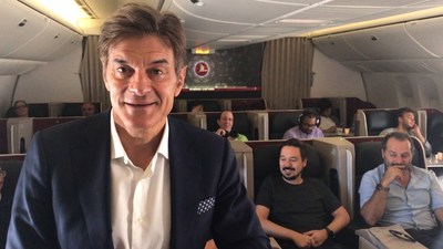 Dr. Mehmet Oz aboard TK1 from Istanbul to New York