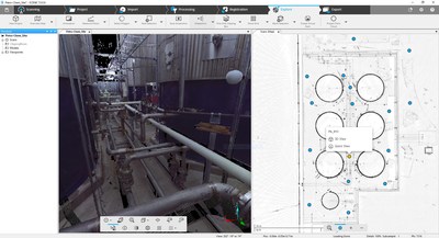 FARO SCENE 7.0 – Overview map with laser scan data of petrochemical plant