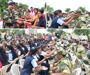 Surat Diamond Baron, Govind Dholakia Motivates School Girls to Celebrate Rakshabandhan With the National Rakshaks at Indo-Pak Border Gujarat