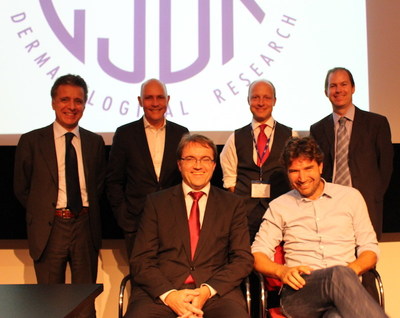 Paper authors (Back Left to Right) Luigi Naldi, Chris Griffiths, Carsten Flohr, Darren Ashcroft, (Front) Matthias Augustin, and Tamar Nijsten at the conclusion of the symposium, "The Epidemiology of Psoriasis: Towards a Global Psoriasis Atlas," held during the European Society for Dermatological Research (ESDR) meeting in Rotterdam, the Netherlands.