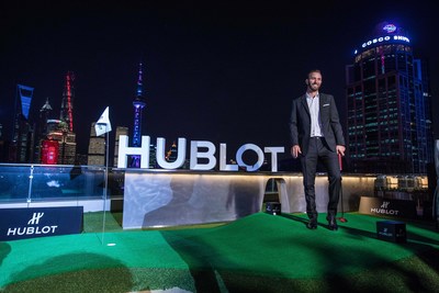 Dustin Johnson at the launch of the Hublot Big Bang Unico Golf, in Shanghai (PRNewsfoto/Hublot)