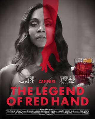 Zoe Saldana announced as the star of The Legend of Red Hand short movie for Campari Red Diaries, aside Adriano Giannini and directed by Stefano Sollima. Credit: Matteo Bottin (PRNewsfoto/Campari)