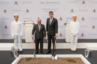 The Honourable Sir Michael Kadoorie (left) and The Duke of Westminster at the groundbreaking ceremony of The Peninsula London on 2 November 2017 (photo credit: Robin Ball)