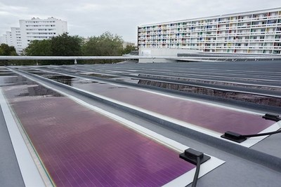 Heliatek’s HeliaSol on a standing seam roof system in La Rochelle, France (PRNewsfoto/Heliatek)