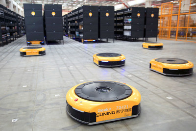 Suning's AGV warehouse in Shanghai came into service during the festival